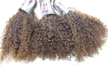 Afro kinky golden brown blond handgemaakte weave