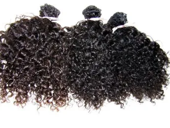 Kinky curly natuurlijk gekleurde handgemaakte weave
